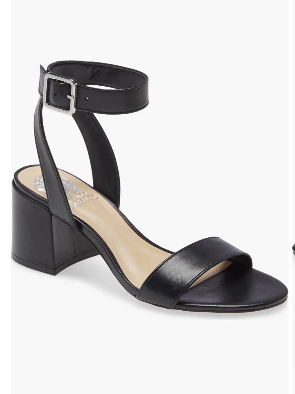 Vince Camuto Gidgena Black Ankle-Strap Block Heel Sandal Size 8